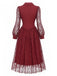 70er Spitzenkleid mit Doppelknopfleiste und Schal