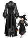 Schwarzes 30er asymmetrisches Kleid mit Spinnennetzspitze