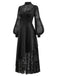Schwarzes 30er asymmetrisches Kleid mit Spinnennetzspitze