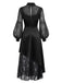 Schwarzes 30er asymmetrisches Kleid mit Spinnennetzspitze