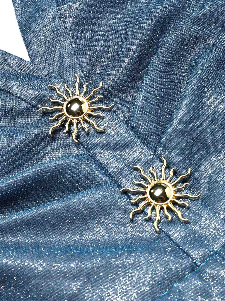 70er glitzernder Neckholder-Overall mit Sonnenknöpfen