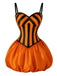 Orange 50er Streifen-Spaghettiträger-Bubblekleid