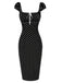 Schwarzes 60er Bleistiftkleid mit Karree-Ausschnitt