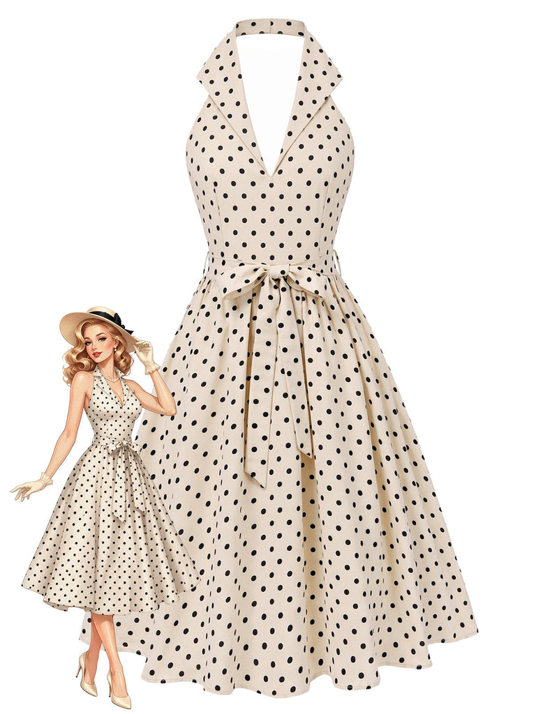 50er Swingkleid mit Polka-Dots und Neckholder