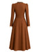 Karamellfarbenes 40er Midikleid mit Rüschen und Schleife