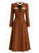 Karamellfarbenes 40er Midikleid mit Rüschen und Schleife