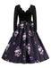 Lila 50er Swingkleid mit Kristall-Totenkopf-Print