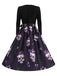 Lila 50er Swingkleid mit Kristall-Totenkopf-Print