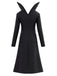40er Gothic Midikleid mit hohem Kragen und Langarm