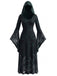 30er Kapuzen-Hexenkleid mit Spinnennetz und Glockenärmeln