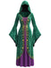 30er Kapuzen-Hexenkleid mit Spinnennetz und Glockenärmeln