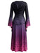 30er Kapuzen-Hexenkleid mit Spinnennetz und Glockenärmeln