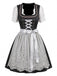 Blaues 50er 3-teiliges Kleid mit Schürze und Top