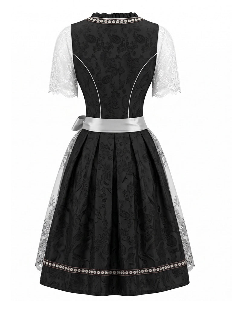 50er Oktoberfest-Dirndl-Set mit Spitzenschürze und Top