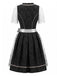 Blaues 50er 3-teiliges Kleid mit Schürze und Top