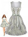 Hellblaues 50er Oktoberfest-Dirndl-Set mit Blumen und Schürze