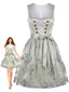 Hellblaues 50er Oktoberfest-Dirndl-Set mit Blumen und Schürze