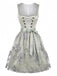 Hellblaues 50er Oktoberfest-Dirndl-Set mit Blumen und Schürze