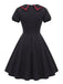 40er Gothic Swingkleid mit Fledermauskragen und Schnürung