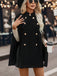 Schwarze 50er Cape-Jacke mit Stehkragen und Schlitzärmeln
