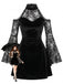 Schwarz 60er Cold-Shoulder mit Glockenärmel und Samt