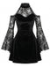 Schwarz 60er Cold-Shoulder mit Glockenärmel und Samt