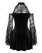 Schwarz 60er Cold-Shoulder mit Glockenärmel und Samt