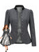Dunkelgraue 50er figurbetonte Jacke mit Stehkragen und Knöpfen