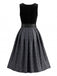 Schwarzes 50er Kleid mit Herzausschnitt und Besatz