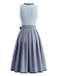 Blaues 50er Kleid mit Schürze und kurzem Top
