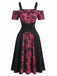 Rosa 50er Halloween Gothic Korsett-Kleid mit Blumen
