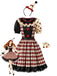 Rot-schwarzes 50er Clown-Kleid mit Polka-Dots und Puffärmeln