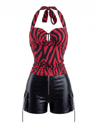 Rotes & Schwarzes 40er Set mit Neckholder und Zebra-Print
