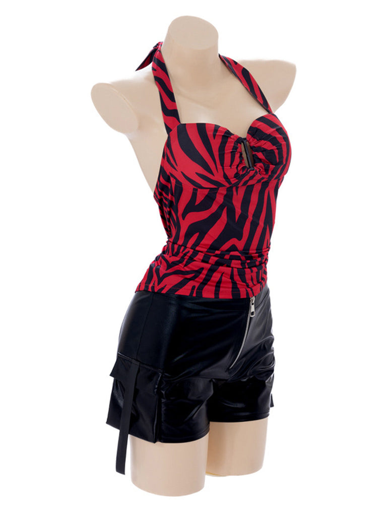 Rotes & Schwarzes 40er Set mit Neckholder und Zebra-Print
