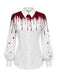 30er Nadelstreifen-Overall & Bluse Set mit Blut-Print
