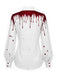 30er Nadelstreifen-Overall & Bluse Set mit Blut-Print