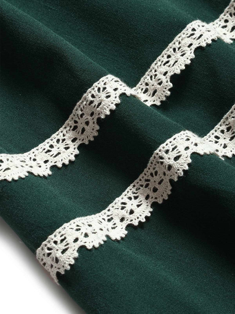 70er Kleid mit Rüschen-Puppenkragen und Langarm