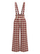 Rotes 70er Set aus Schluppenbluse und Karo-Latzhose mit weitem Bein