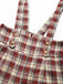 Rotes 70er Set aus Schluppenbluse und Karo-Latzhose mit weitem Bein