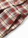 Rotes 70er Set aus Schluppenbluse und Karo-Latzhose mit weitem Bein