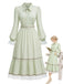 Viktorianisches 30er Blumenkleid mit Spitzenbesatz und Puffärmeln
