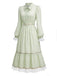 Viktorianisches 30er Blumenkleid mit Spitzenbesatz und Puffärmeln