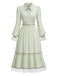 Viktorianisches 30er Blumenkleid mit Spitzenbesatz und Puffärmeln