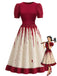 Weißes & Rotes 50er Halloween Kleid mit Bluttropfen-Print