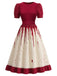 Weißes & Rotes 50er Halloween Kleid mit Bluttropfen-Print