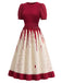 Weißes & Rotes 50er Halloween Kleid mit Bluttropfen-Print