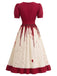 Weißes & Rotes 50er Halloween Kleid mit Bluttropfen-Print