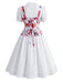 50er Set mit Blumenkorsett & weißem Schleifenkleid