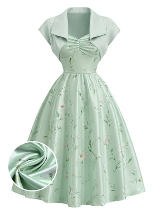 [Vorverkauf] 40er Set mit Bolerojacke und Satin-Blumenkleid mit Herzausschnitt