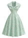 40er Set mit Bolerojacke und Satin-Blumenkleid mit Herzausschnitt